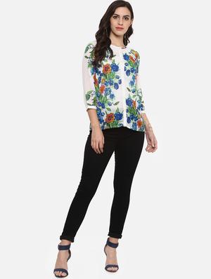 button up raglan sleeves floral top - 16983779 - Standard Image - 4