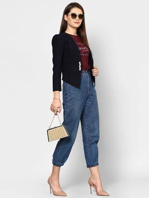 metallic button detail blazer - 16985176 - Standard Image - 4