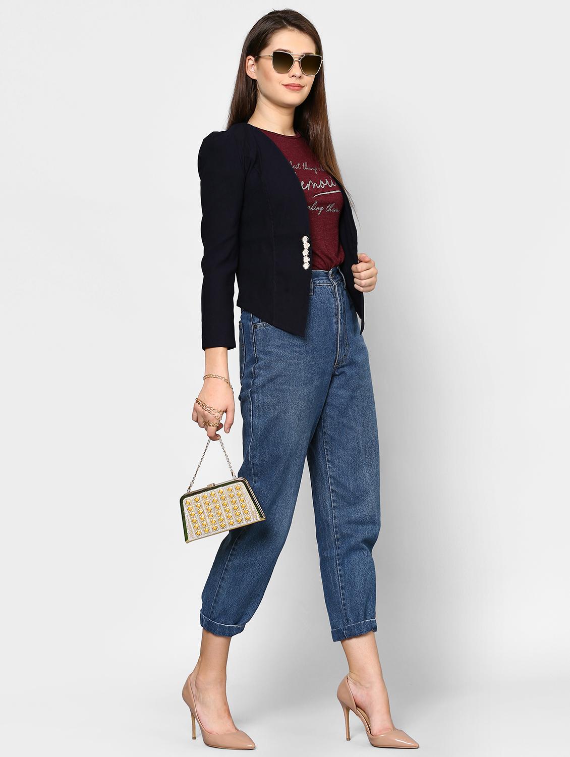 metallic button detail blazer - 16985176 - Zoom Image - 4