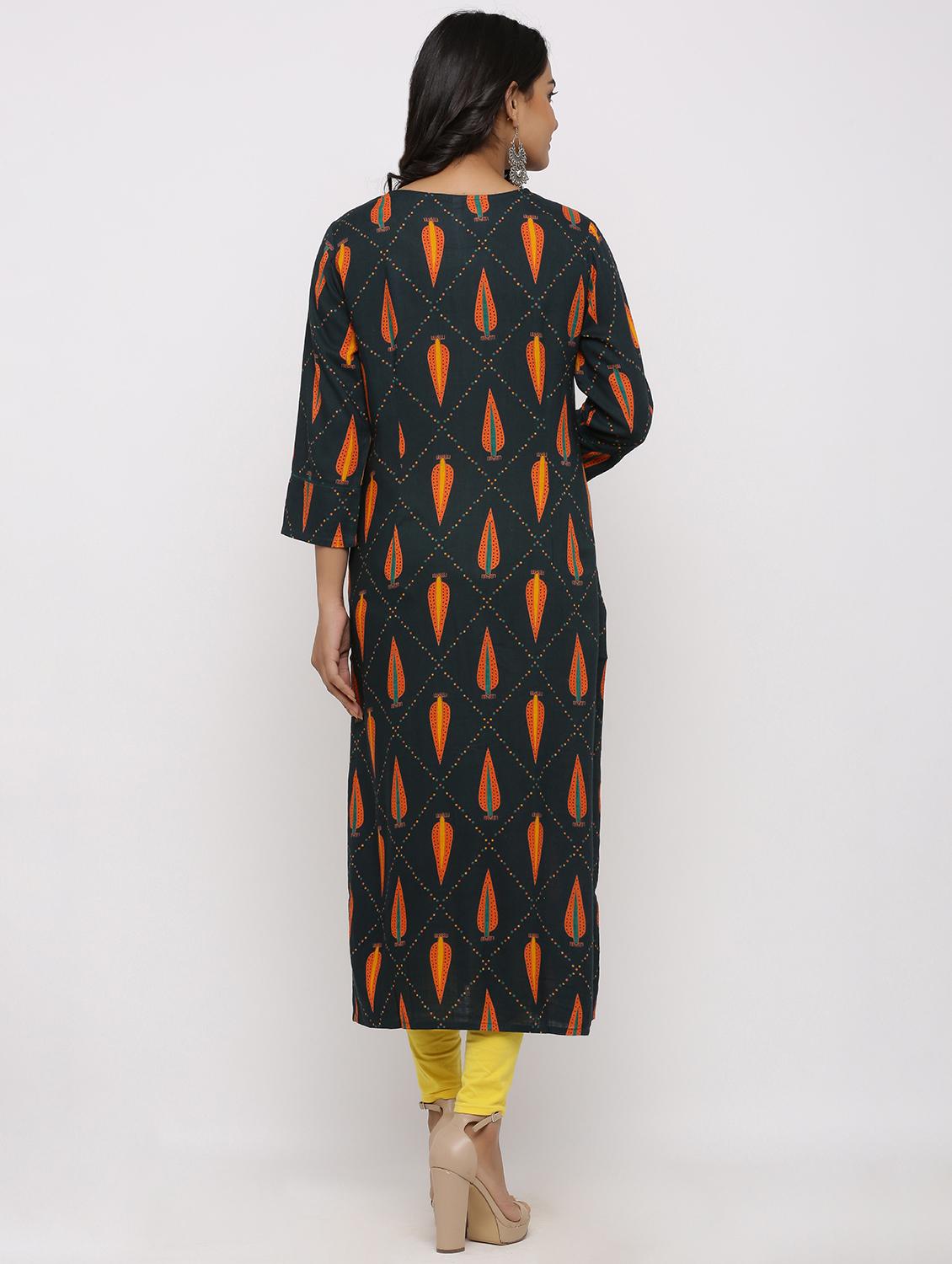 block print straight kurta - 16987202 - Zoom Image - 4