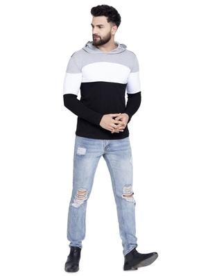 black color block hooded t-shirt - 16990239 - Standard Image - 4