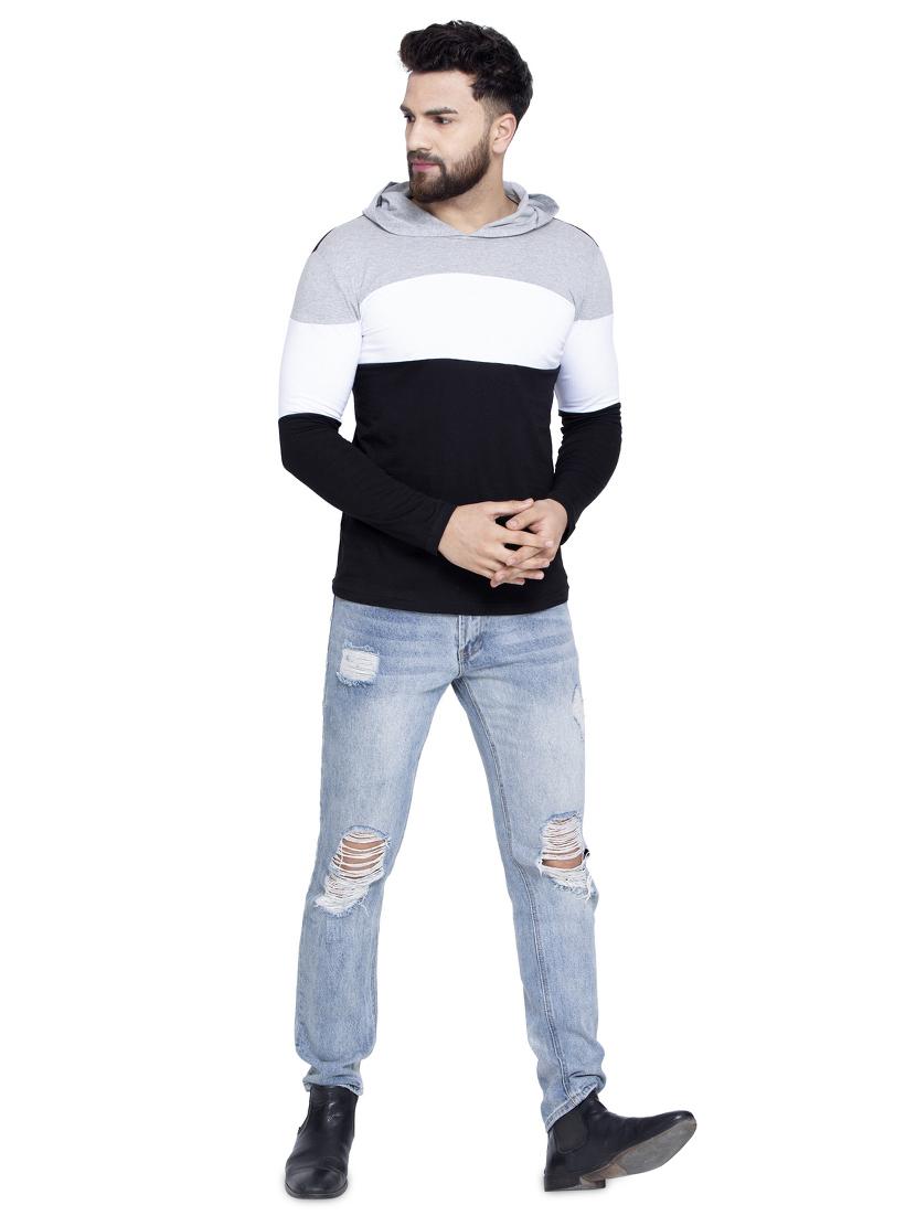 black color block hooded t-shirt - 16990239 - Zoom Image - 4