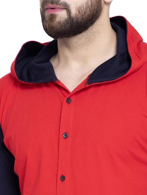 red color block hooded t-shirt - 16990250 - Standard Image - 4