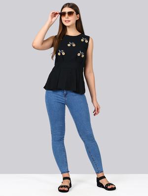 button embellished peplum top - 16991366 - Standard Image - 4