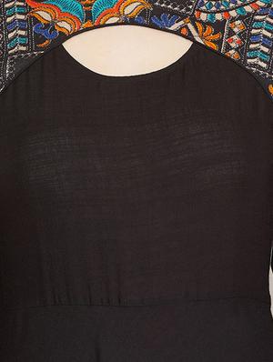 black rayon fit & flare dress - 16992655 - Standard Image - 4