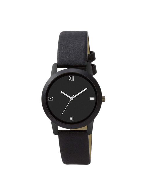 stunning black dial & leather strap watch for girl's & women's - 16992727 - Very Small Image - 1