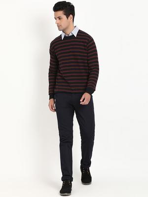 navy blue solid chinos - 16993543 - Standard Image - 4