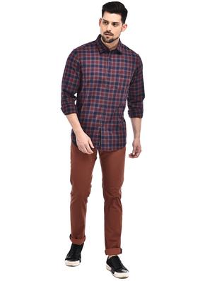 red printed flat front casual trouser - 16993576 - Standard Image - 4