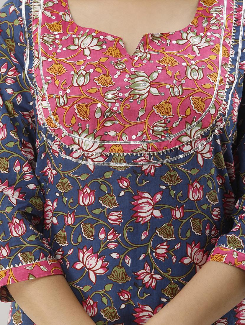 floral straight kurta - 17001380 - Zoom Image - 4