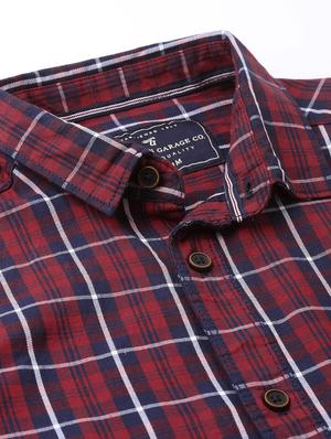 red checkered casual shirt - 17001432 - Standard Image - 4