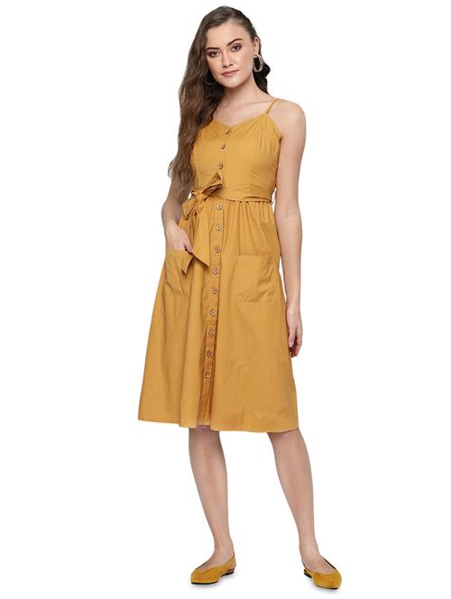 button up tie front a-line dress - 17010371 - Standard Image - 1
