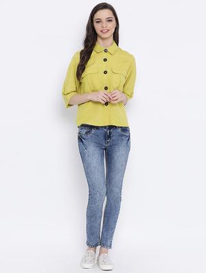 contrast button-up shirt - 17011082 - Standard Image - 4