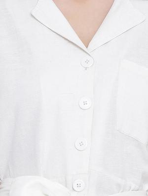 optic white tie front full leg jumpsuit - 17011110 - Standard Image - 4