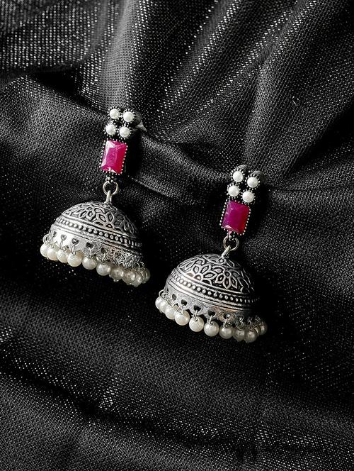 red brass jhumka earring - 17012097 - Standard Image - 1