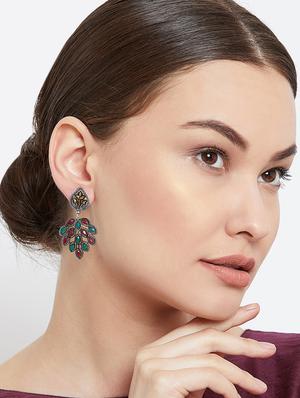 multi colored brass drop earring - 17012100 - Standard Image - 4