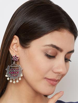 red brass chandballi earring - 17012102 - Standard Image - 4