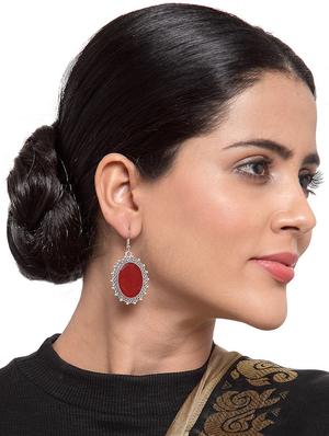 red brass drop earring - 17012135 - Standard Image - 4