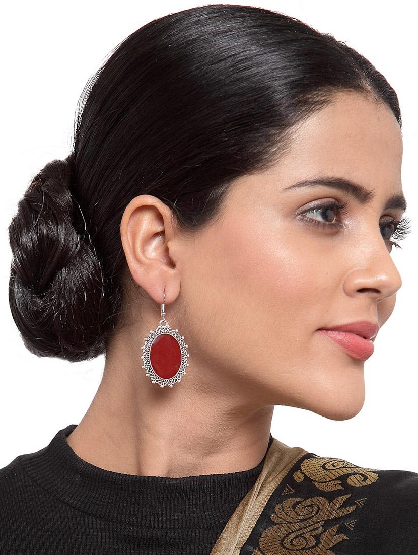 red brass drop earring - 17012135 - Zoom Image - 4