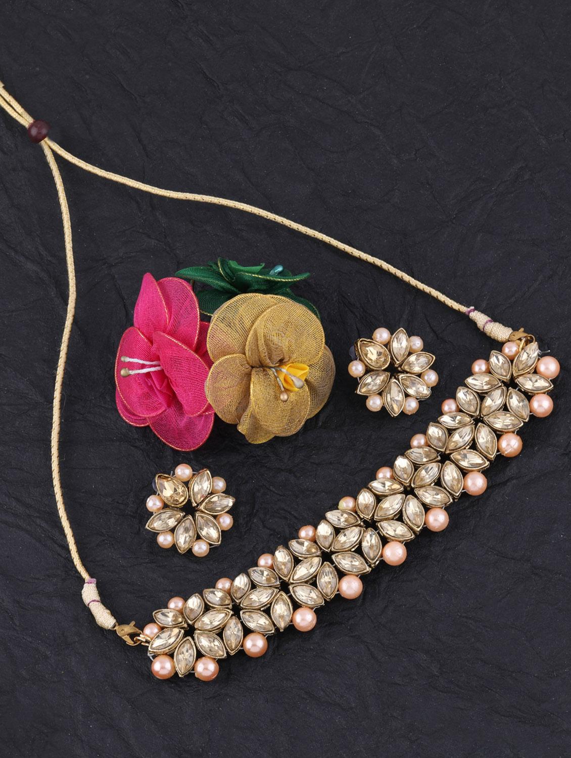 gold metal choker necklace - 17013394 - Zoom Image - 4