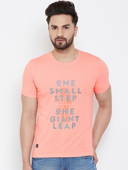 peach typographic chest print t-shirt - 17013702 - Standard Image - 1