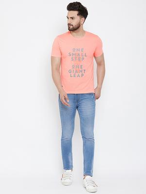 peach typographic chest print t-shirt - 17013702 - Standard Image - 4