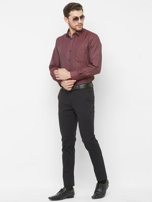 maroon self design formal shirt - 17014659 - Standard Image - 4
