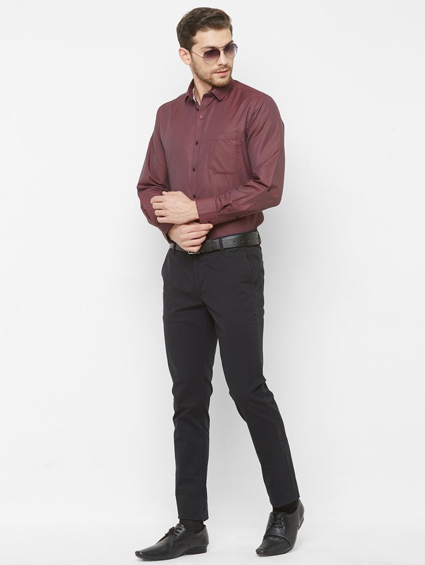 maroon self design formal shirt - 17014659 - Zoom Image - 4