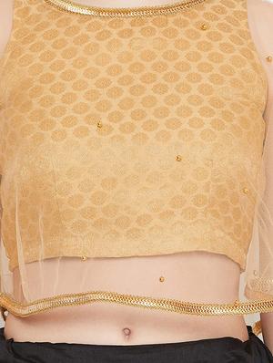 black flared gold print flared lehenga - 17014696 - Standard Image - 4