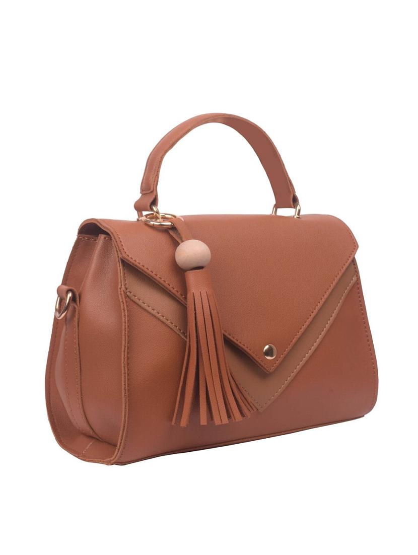 tan leatherette (pu) regular sling bag - 17015308 - Zoom Image - 4