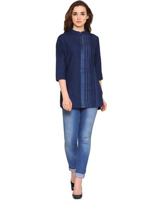 navy blue denim regular tunic - 17020096 - Standard Image - 4