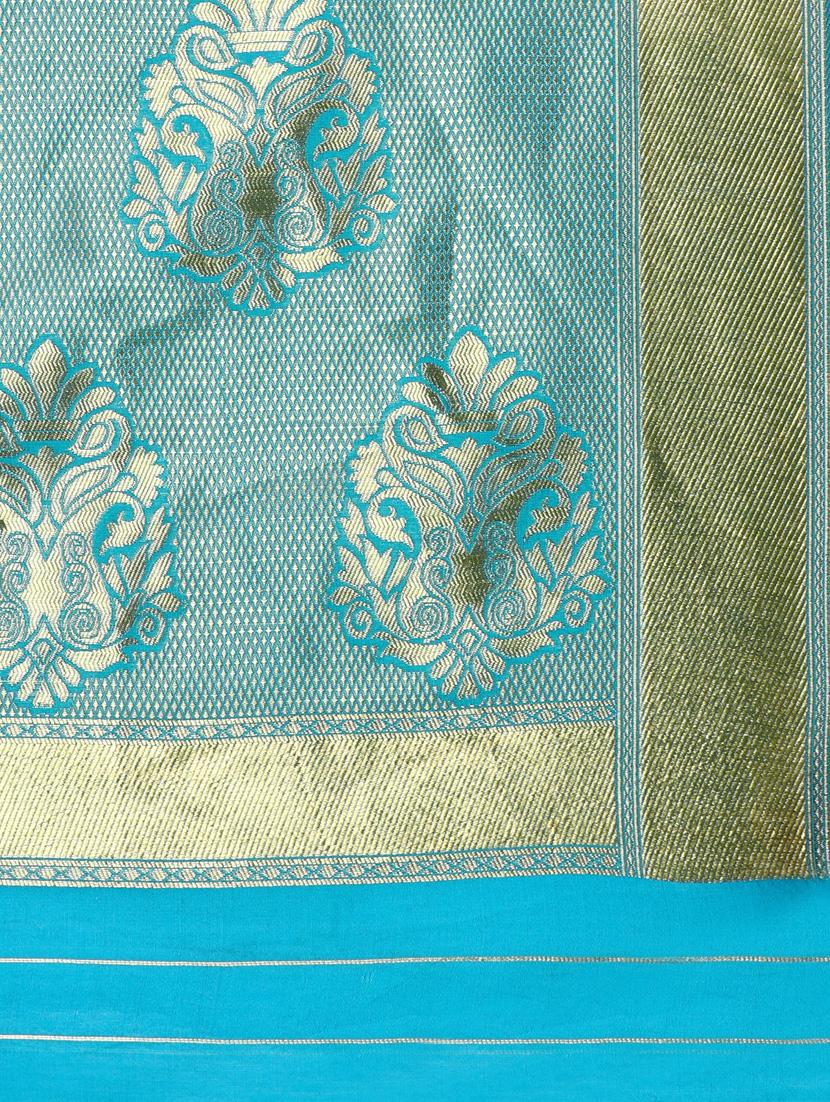 self design woven saree with blouse - 17021164 - Zoom Image - 4