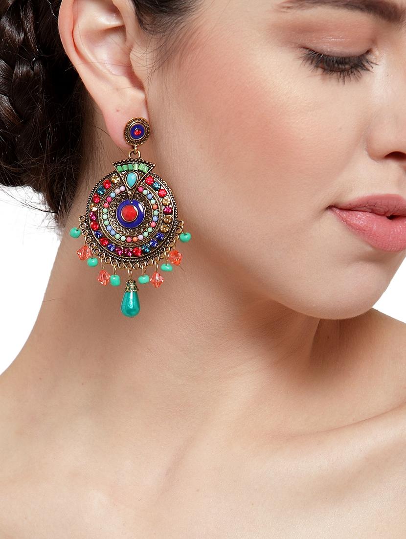 gold tone brass drop earring - 17021573 - Zoom Image - 4