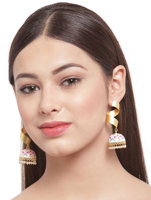 gold brass jhumka earring - 17021591 - Standard Image - 4