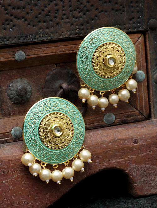 green copper studs earring - 17021644 - Standard Image - 1