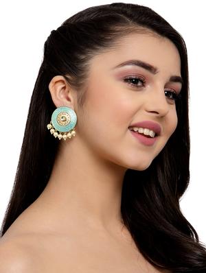 green copper studs earring - 17021644 - Standard Image - 4