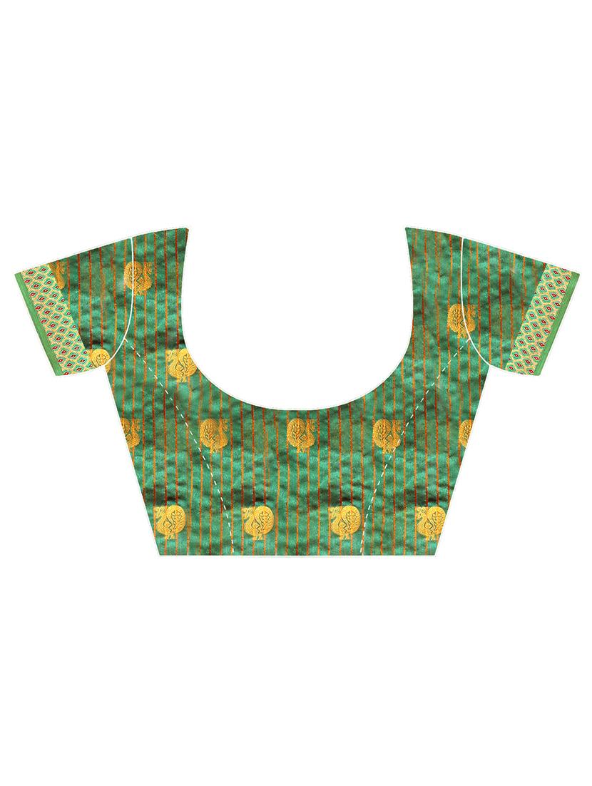 self design banarasi saree with blouse - 17021856 - Zoom Image - 4
