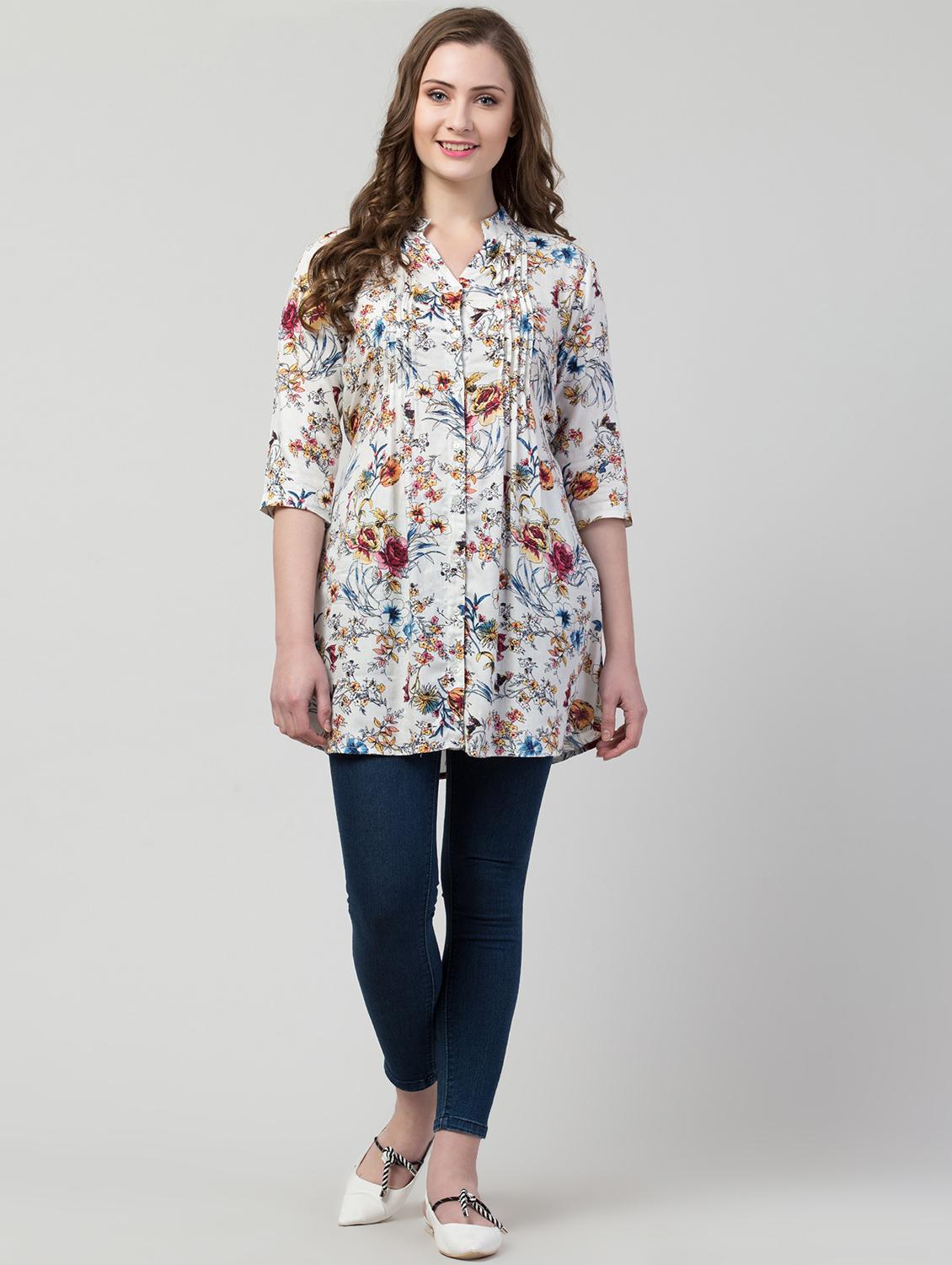 button down floral a-line tunic - 17022119 - Zoom Image - 4