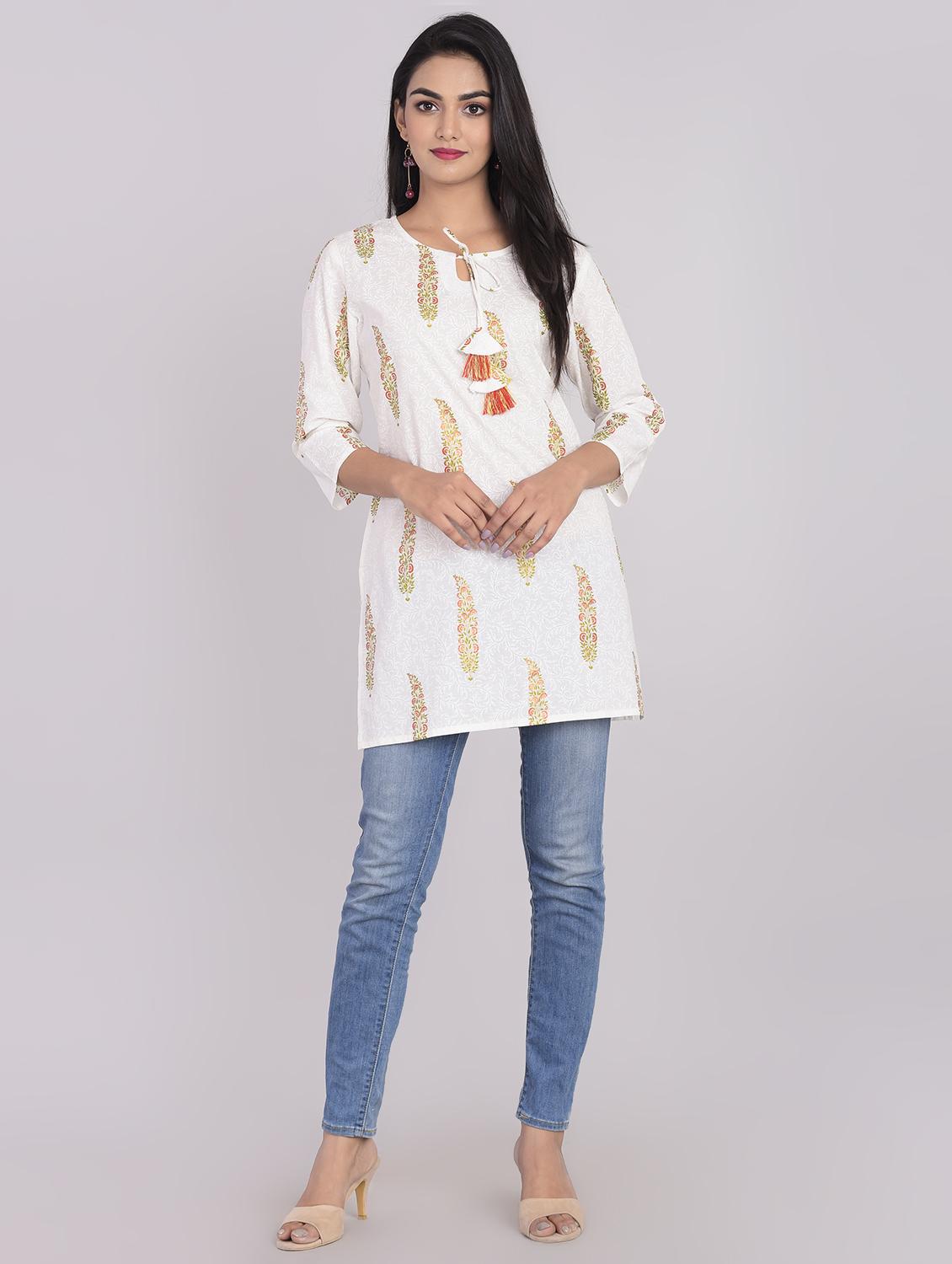 paisley straight kurti - 17022168 - Zoom Image - 4