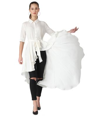 tie front asymmetric tunic - 17022277 - Standard Image - 4
