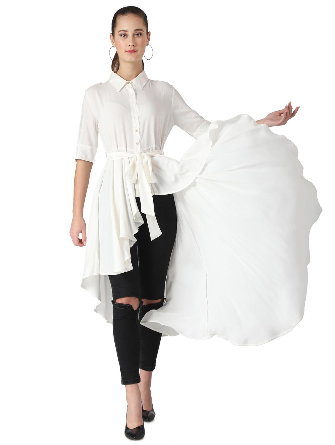 tie front asymmetric tunic - 17022277 - Zoom Image - 4