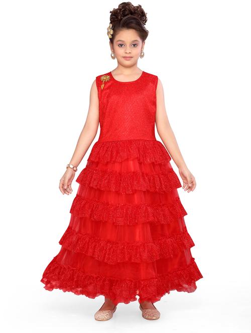 red polyester party gown - 17032052 - Standard Image - 1