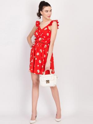 ruffle detail floral a-line dress - 17033890 - Standard Image - 4