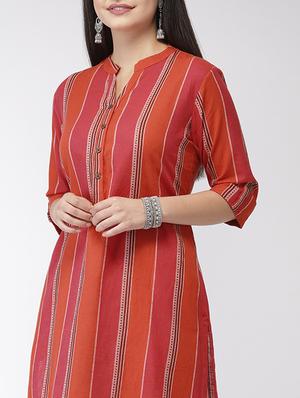 striped straight kurta - 17060697 - Standard Image - 4
