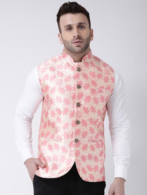 pink printed nehru jacket - 17063771 - Standard Image - 1