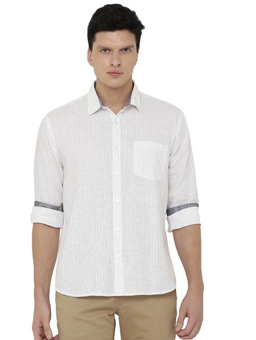 white linen casual shirt - 17073605 - Very Small Image - 1