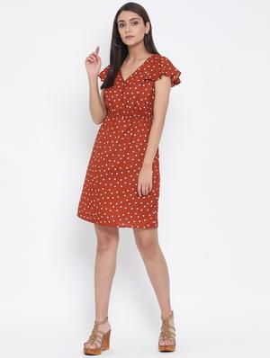 v neck polka dot dress - 17074091 - Standard Image - 4