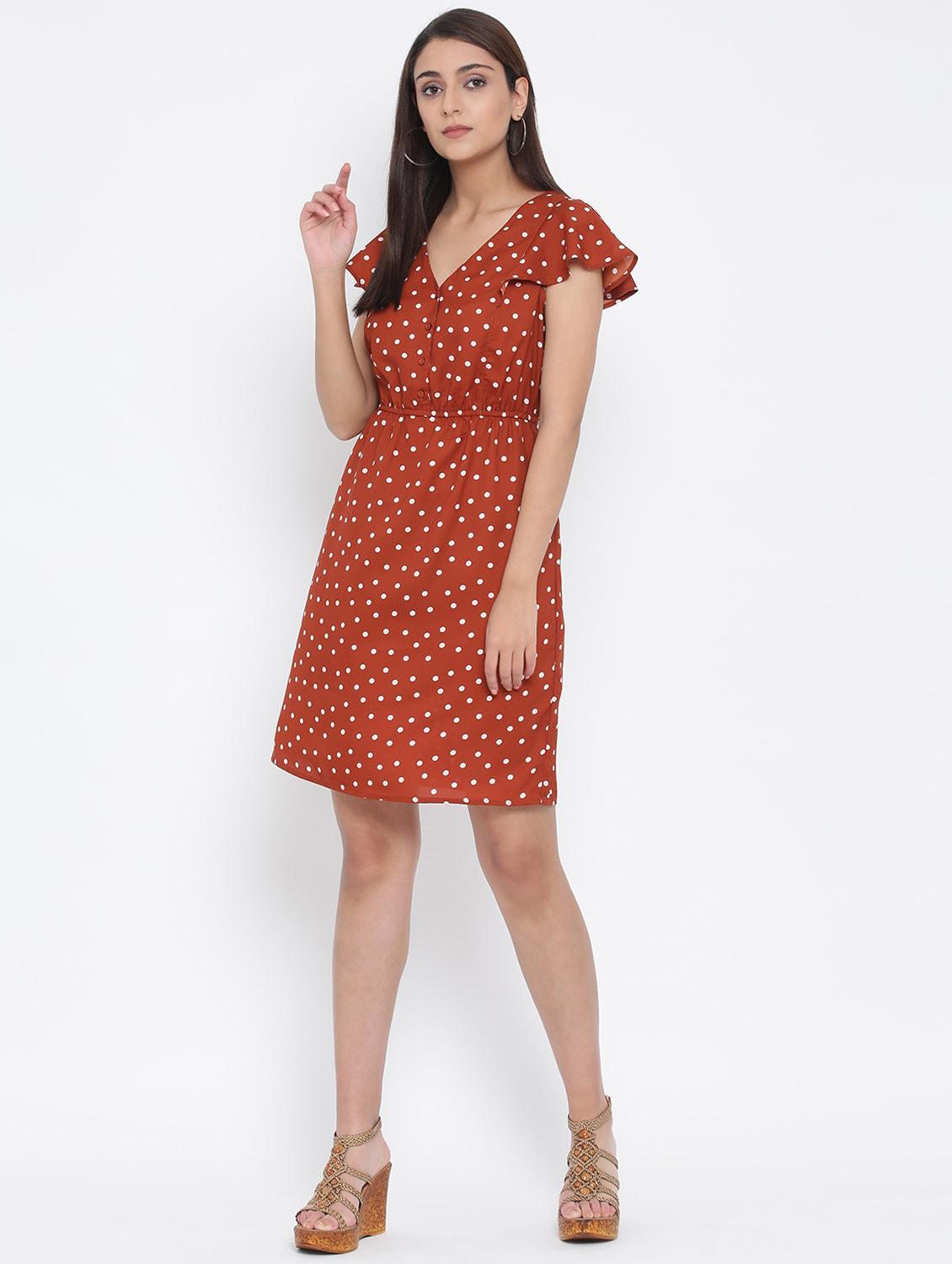 v neck polka dot dress - 17074091 - Zoom Image - 4