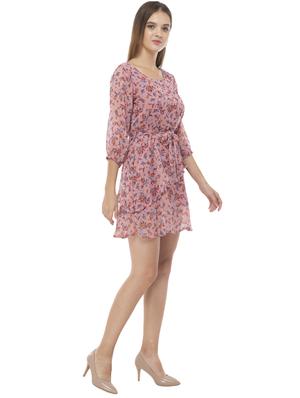 tie front floral a-line dress - 17078373 - Standard Image - 4