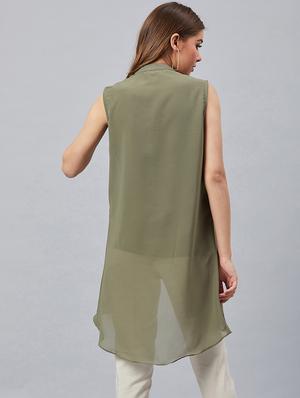 mandarin neck layered high-low top - 17080145 - Standard Image - 4
