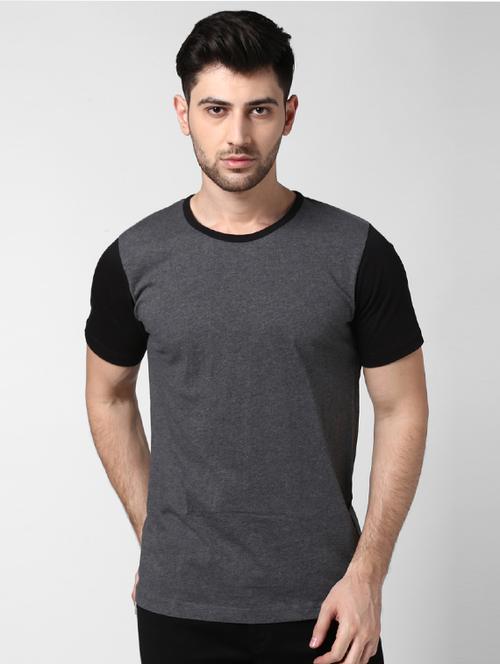 grey color block t-shirt - 17080198 - Standard Image - 1
